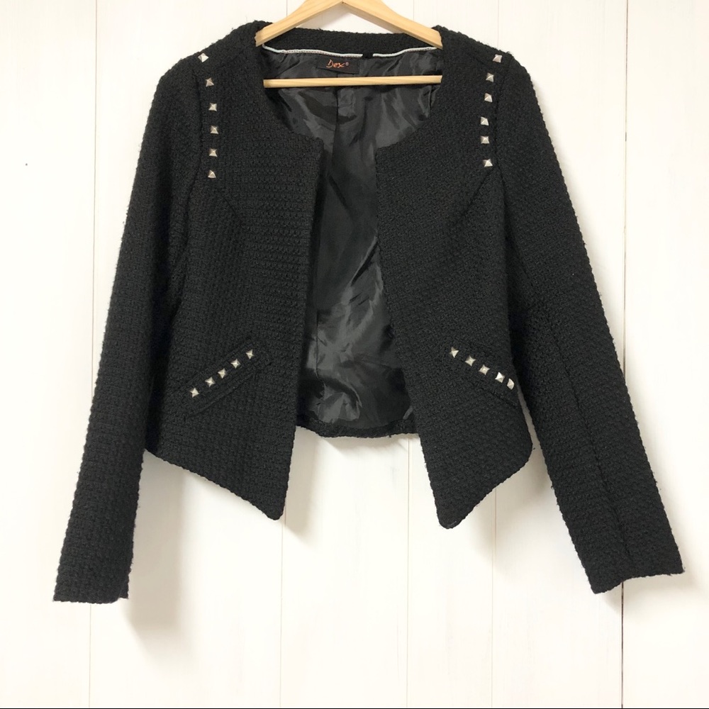 Dex Black Tweed Blazer with Silver Studs Size M